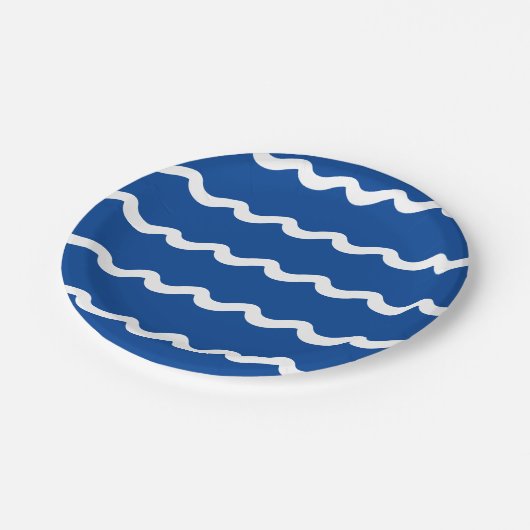 Kustblauw en wit zee golven nautisch patroon papieren bordje (Gekanteld)
