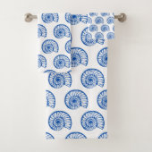 Kustblauw en witte schelpen bad handdoek (Insitu)