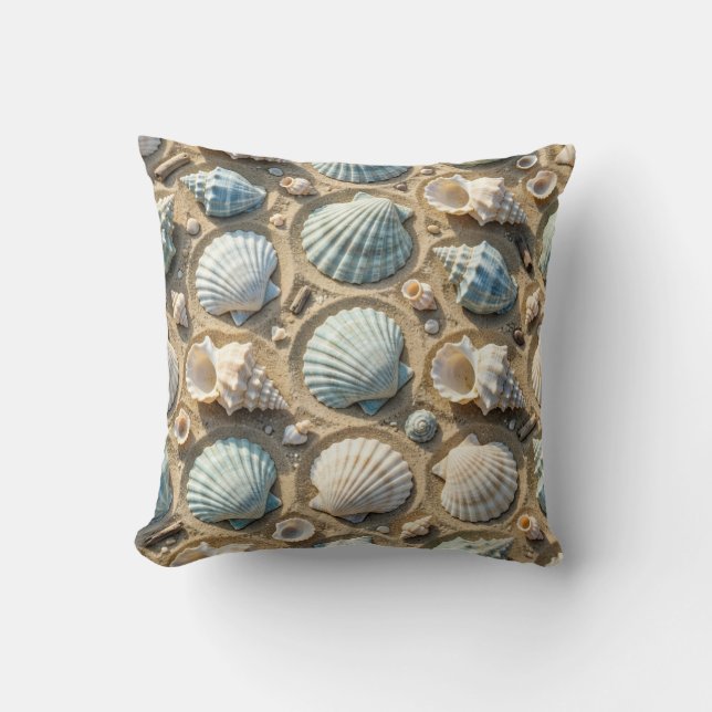 Kustblauw en witte schelpen en zeesterren kussen (Voorkant)