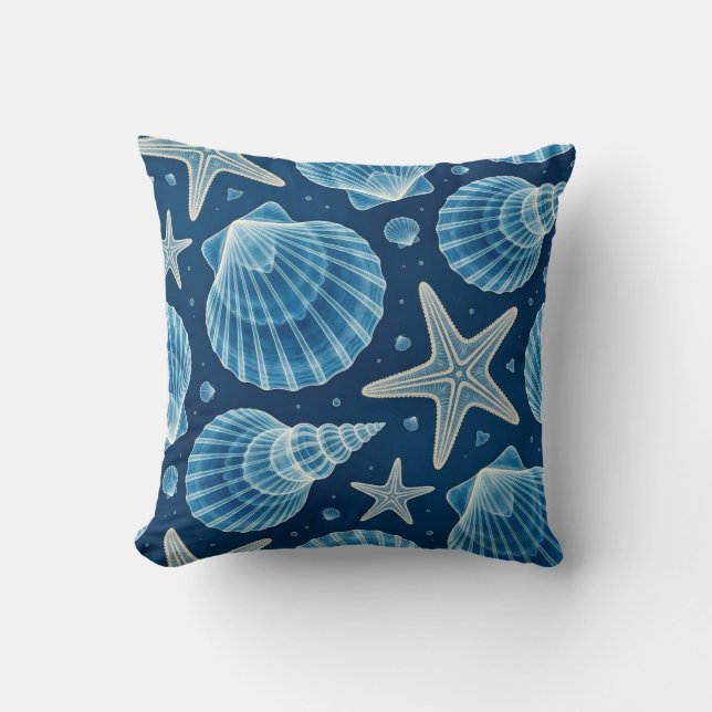 Kustblauw en witte schelpen en zeesterren kussen (Voorkant)