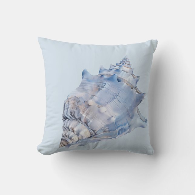 Kustblauw en witte schelpen kussen (Voorkant)