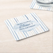 Kustblauw en zand gestreept gepersonaliseerd kartonnen onderzetters (Schuin)