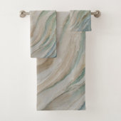 Kustblauw Groene Beige Abstracte Golven Bad Handdoek (Insitu)