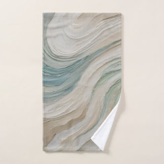 Kustblauw Groene Beige Abstracte Golven Bad Handdoek