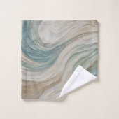 Kustblauw Groene Beige Abstracte Golven Bad Handdoek (Wasdoekje)