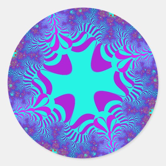 Kustblauw kruis ronde sticker (Voorkant)