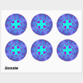 Kustblauw kruis ronde sticker (Vel)