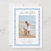 Kustblauw Mediterraan foto Save The Date (Voorkant)