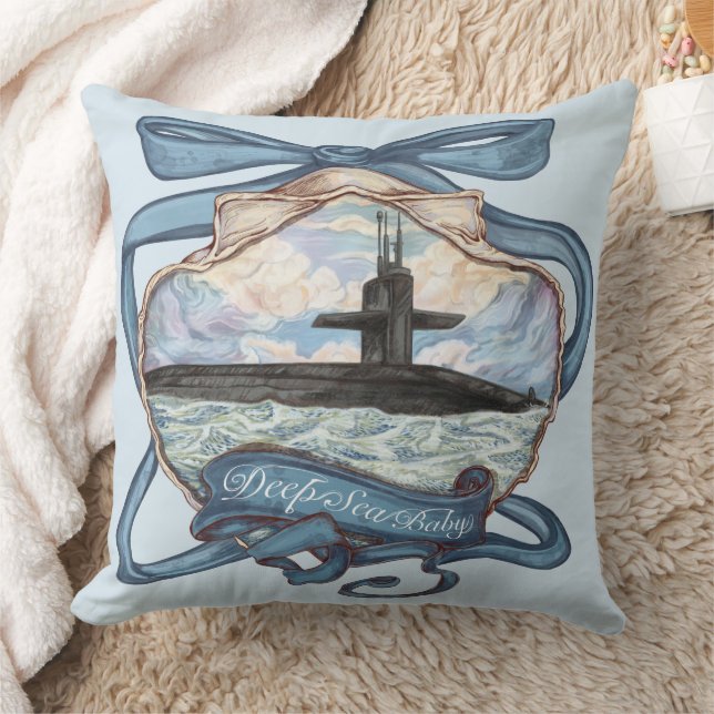 Kustblauw Onderzeeboot Worpkussen  Kussen (Deken)