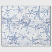 Kustblauw Starfish Monogramed Initiaal Cadeaupapier (Vlak)