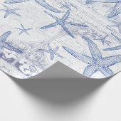 Kustblauw Starfish Monogramed Initiaal Cadeaupapier (Hoek)