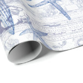 Kustblauw Starfish Monogramed Initiaal Cadeaupapier (Rol Hoek)