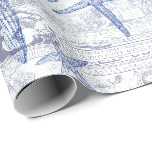 Kustblauw Starfish Monogramed Initiaal Cadeaupapier (Rol Hoek)