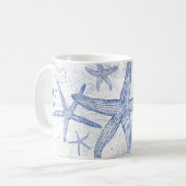 Kustblauw Starfish Monogramed Initiaal Koffiemok (Voorkant links)