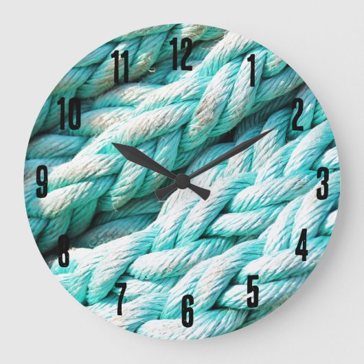 Kustblauw touwpatroon grote klok (Voorkant)