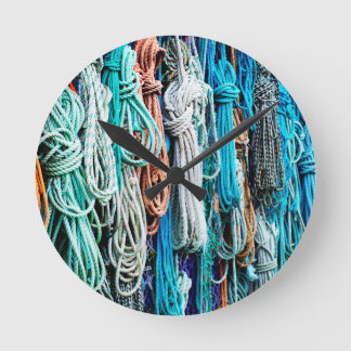 Kustblauw touwpatroon ronde klok