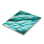 Kustblauw touwpatroon tegeltje (Zijkant)