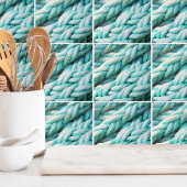 Kustblauw touwpatroon tegeltje