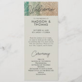 Kustblauw Tropisch strand Bestemming Bruiloft Programmakaart (Voorkant)