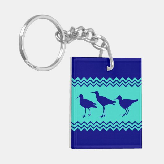 Kustblauw Turquoise Sandpiper Birds Pattern Sleutelhanger (Voorkant Links)