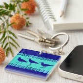 Kustblauw Turquoise Sandpiper Birds Pattern Sleutelhanger (Voorkant Rechts)