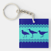 Kustblauw Turquoise Sandpiper Birds Pattern Sleutelhanger (Voorkant)