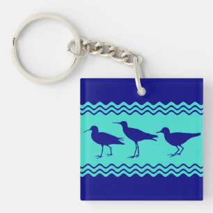 Kustblauw Turquoise Sandpiper Birds Pattern Sleutelhanger