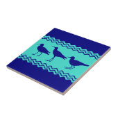 Kustblauw Turquoise Sandpiper Birds Pattern Tegeltje (Zijkant)