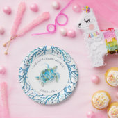 Kustblauw Waterverf Zee Turtle Boy Baby shower Papieren Bordje (Feest)