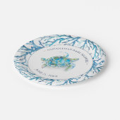 Kustblauw Waterverf Zee Turtle Boy Baby shower Papieren Bordje (Gekanteld)