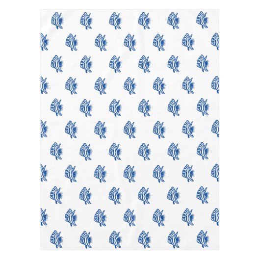 Kustblauw wit vispatroon moderne zomer plezier tafelkleed (Voorkant)