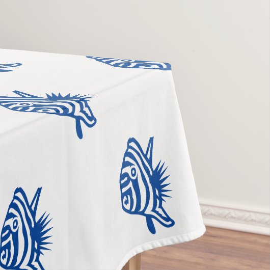 Kustblauw wit vispatroon moderne zomer plezier tafelkleed (Voorbeeld)