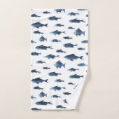 Kustblauw & wit vissenpatroon bad handdoek (Handdoek)