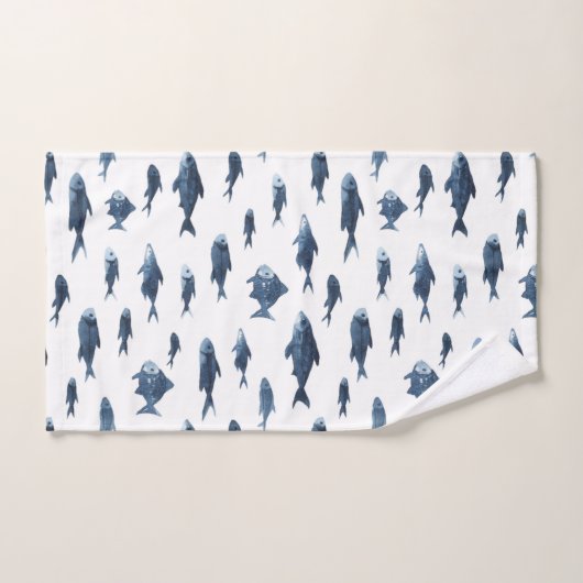 Kustblauw & wit vissenpatroon bad handdoek (Handdoek)