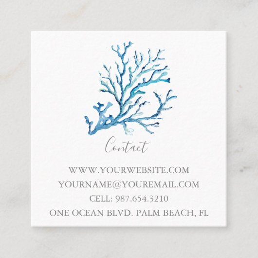 Kustblauw Zee Koraalstrand Visitekaartje (Voorkant)