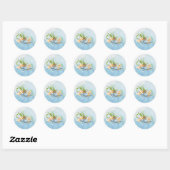 Kustblauw Zee Urchin Floral Ronde Sticker (Vel)