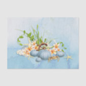 Kustblauw Zee Urchin Floral Tissuepapier (Voorkant)