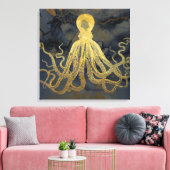 Kustblauwblauwe zwarte Waterverf van de  goudblauw Canvas Afdruk (Insitu (Woonkamer))