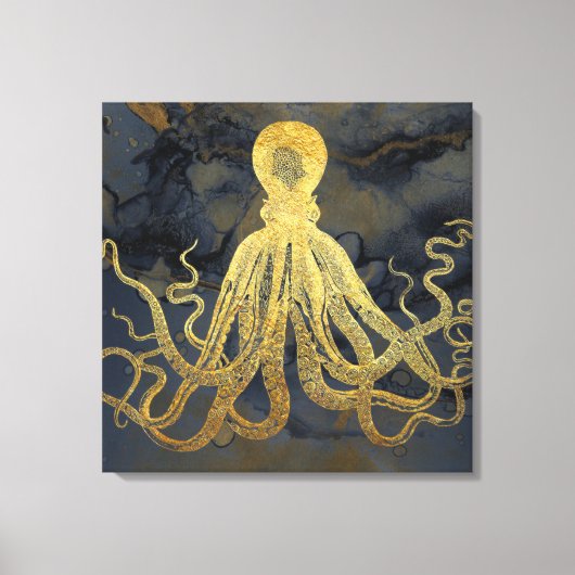 Kustblauwblauwe zwarte Waterverf van de  goudblauw Canvas Afdruk (Voorkant)