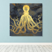 Kustblauwblauwe zwarte Waterverf van de  goudblauw Canvas Afdruk (Insitu (Houten vloer))