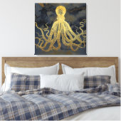 Kustblauwblauwe zwarte Waterverf van de  goudblauw Canvas Afdruk (Insitu (Slaapkamer))