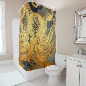 Kustblauwblauwe zwarte Waterverf van de goudblauw Douchegordijn (In situ)