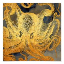 Kustblauwblauwe zwarte Waterverf van de  goudblauw