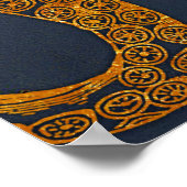 Kustblauwblauwe zwarte Waterverf van de  goudblauw Poster (Hoek)