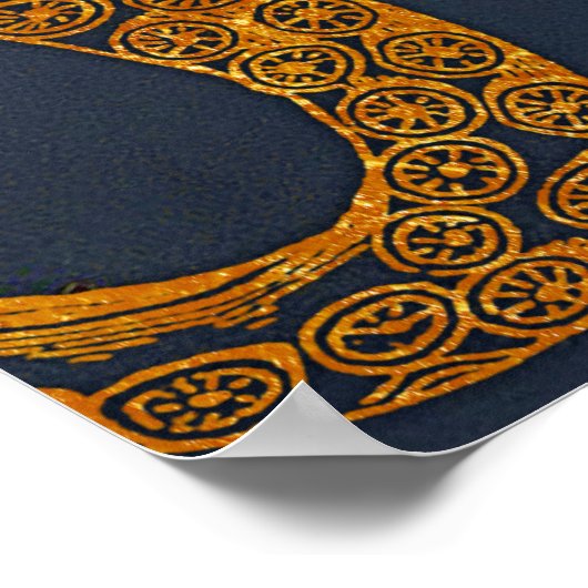 Kustblauwblauwe zwarte Waterverf van de  goudblauw Poster (Hoek)