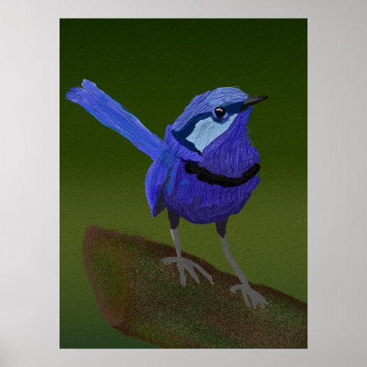 KUSTBLAUWE BIRD-PAINING POSTER (Voorkant)