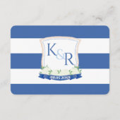 Kustblauwe bruiloft Crest Maaltijd keuze RSVP Informatiekaartje (Achterkant)