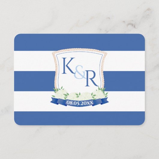 Kustblauwe bruiloft Crest Maaltijd keuze RSVP Informatiekaartje (Achterkant)