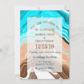 Kustblauwe bruiloft kaart (Voorkant)