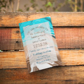 Kustblauwe bruiloft kaart